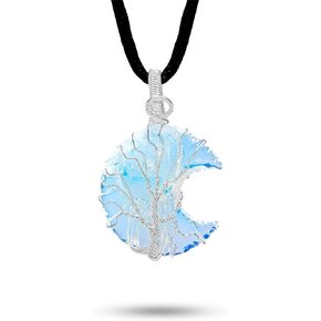 Opalite Crescent Moon Healing Crystal Necklace - Brings Confidence, Vision & Harmony. Stone Pendant
