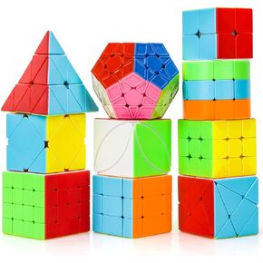TOY Life Speed Cube Set 10 Pack Magic Cube | Includes Speed Cubes 3x3, 2x2, 4x4, Pyramid Cube, Megaminx Cube Puzzle Cube Bundle Collection Cube Toys Gift for Kids & Adults