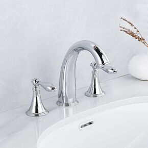 SaniteModar Bathroom Faucet, Gold Bathroom Faucet, Polished Brass Widespread Bathroom Sink Faucet 3 Hole, 2 Handles 8 inch Faucet, Polished Chrome Gold…
