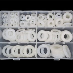 Nylon Large Flat Round Washer Countersunk Clear Plastic Spacer Thickness Gasket Ring Standard Hardware Tool Fastener for Screw Assortment Kit M5 M6 M8 M10 M12 M14 M16 M18 M20 White