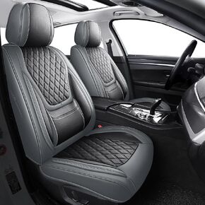 YIERTAI Car Seat Covers Full Coverage Universal Fit for Toyota Corolla Honda Hybrid Subaru Forester Hyundai Tucson Kia Amanti Infiniti FX35 Lincoln MKS Waterproof Faux Leather 2PCS Front, Black