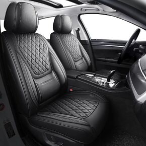 أغطية مقاعد عالمية ذات تغطية كاملة من YIERTAI مناسبة لسيارة Toyota Rav4 Honda Crosstour Hyundai Elantra Nissan Rogue Kia Soul Infiniti EX35 Lexus RX350 Audi A4 Acura TSX جلد مقاوم للماء قطعتين، أسود-أحمر