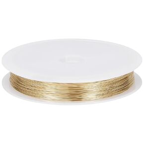 Beebeecraft 28 Gauge Bead String Wire 54.6 Yards/50M 14K Gold Plated Copper Craft Wire Round Polished Tarnish Resistant Bendable Metal Jewelry Beading Wire for Jewelry Making Supplies and Craft(0.3mm