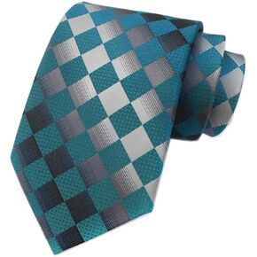 Secdtie Men's Classic Plaids Jacquard Woven Silk Tie Formal Party Suit Necktie