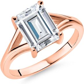 Gem Stone King 925 Sterling Silver CZ Simulated Diamond Solitaire Engagement Ring For Women (4.02 Cttw, Emerald Cut 9X7MM, Available in Size 5,6,7,8,9)