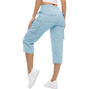 Gopune Women's Cargo Capris Hiking Pants Lightweight Quick Dry Outdoor Athletic Casual Pants with 6 Pockets