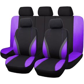 Flying Banner car seat Covers Full Set Fashion Woman Lady Girl Sporty Color Rear Bench Split Easy Installation SUV car Truck (Full Set (9 PCS), Purple)