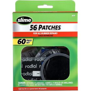 Slime 2033 Rubber Patch Kit, Patches with Glue, Storage Box Included (56 Patches, scuffer, Glue)