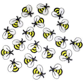 Honbay 20PCS Cute Bee Embroidered Patches Bee Shaped Decorative Patches Embroidered DIY Sew on/Iron on Appliques for Shirts, Coats, Jackets, Backpacks, Hats, Jeans