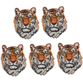 Tiger Head Patch Botanical Decor Clothing Clothes Vintage Clothing 5pcs Animal Iron on Patches Polyester Patches Embroidered Badges Clothing Decorative Stickers Backpack Patches