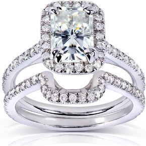 Kobelli Radiant-cut Moissanite Bridal Set 1 3/5 CTW 14k White Gold