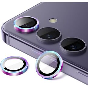 JETech Camera Lens Protector for Samsung Galaxy S24+ / S24 Plus, 9H Tempered Glass Metal Individual Ring Cover, Easy Installation Tray, HD Clear, 1 Set (Amber Yellow)