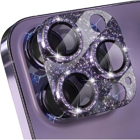 Choiche for iPhone 14 Pro/iPhone 14 Pro Max Camera Lens Protector, Bling Camera Cover with 9H Tempered Glass Lens Screen Protector Metal Ring Decoration Accessories (Glitter-Black)
