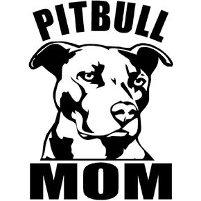 PITBULL MOM 6" Tall Die Cut Decal Sticker for Laptop Car Window Tablet Skateboard - BLACK