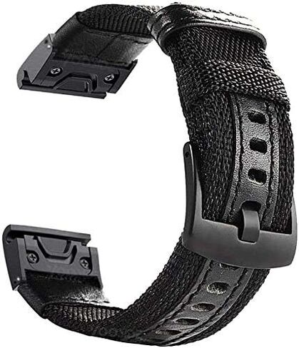 حزام ساعة لـ Fenix ​​6X / Fenix ​​5X، حزام معصم عسكري من النايلون المتين سريع التركيب مقاس 26 مم لـ Garmin Fenix ​​5X Plus، Fenix ​​6X Pro/Sapphire، Enduro، Tactix Charlie/Delta (أسود) in Kuwait