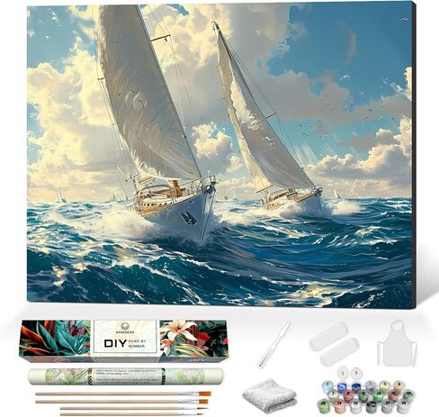 Paint by Numbers kit for Adults Beginner and Kids, Simple and Easy Adult Paint by Number Kits, DIY Oil Painting Crafts on 16x20Inch Canvas for Home Wall Decor or Gifts, Ocean in Saudi Arabia