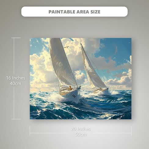 Paint by Numbers kit for Adults Beginner and Kids, Simple and Easy Adult Paint by Number Kits, DIY Oil Painting Crafts on 16x20Inch Canvas for Home Wall Decor or Gifts, Ocean in Saudi Arabia