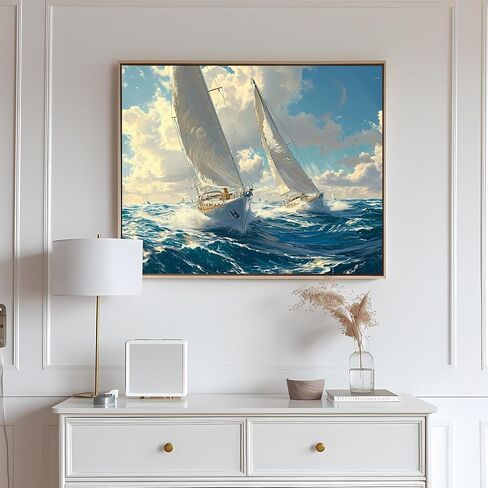 Paint by Numbers kit for Adults Beginner and Kids, Simple and Easy Adult Paint by Number Kits, DIY Oil Painting Crafts on 16x20Inch Canvas for Home Wall Decor or Gifts, Ocean in Saudi Arabia