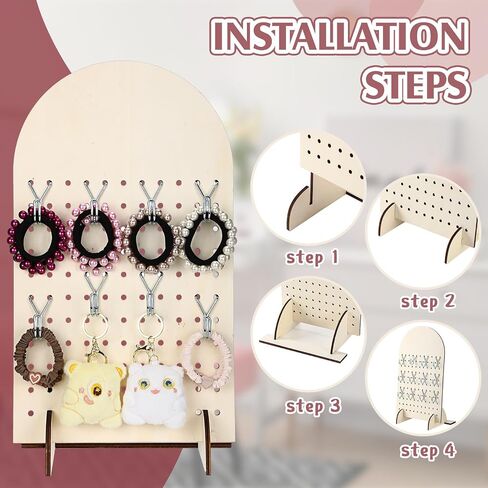 2 Pack Wooden Pegboard Display Stand with 40 Pcs Metal Hooks Retail Rack Pegboard Display Board Organizer for Earring Jewelry Keychain Selling Accessories Vendors Events, 17" X 10" in Saudi Arabia