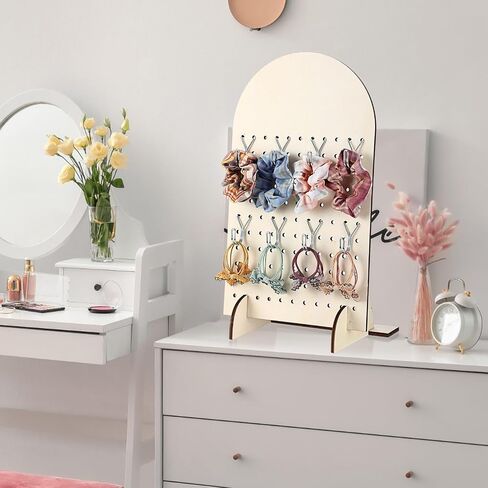 2 Pack Wooden Pegboard Display Stand with 40 Pcs Metal Hooks Retail Rack Pegboard Display Board Organizer for Earring Jewelry Keychain Selling Accessories Vendors Events, 17" X 10" in Saudi Arabia