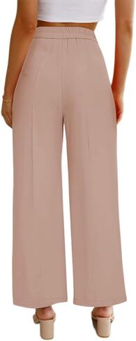 Women's Casual Pants High Waist Wide Leg Pants with Pockets Office Business Trousers in Saudi Arabia