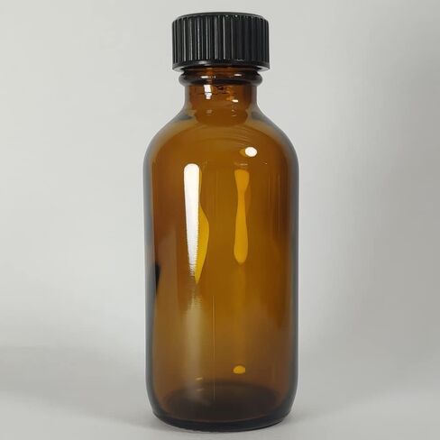 Bioll 60ml (2 oz) Boston Glass Bottles. Essential Oil Bottle With Black Poly Cone Lids. For Potion,Juice,Ginger Shots,Oils, Whiskey,Perfume,Aromatherapy,Lab Refillable Sample Vials -12 pack (Amber) in Saudi Arabia
