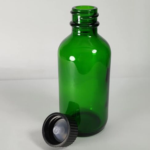 Bioll 60ml (2 oz) Boston Glass Bottles. Essential Oil Bottle With Black Poly Cone Lids. For Potion,Juice,Ginger Shots,Oils, Whiskey,Perfume,Aromatherapy,Lab Refillable Sample Vials -12 pack (Amber) in Saudi Arabia
