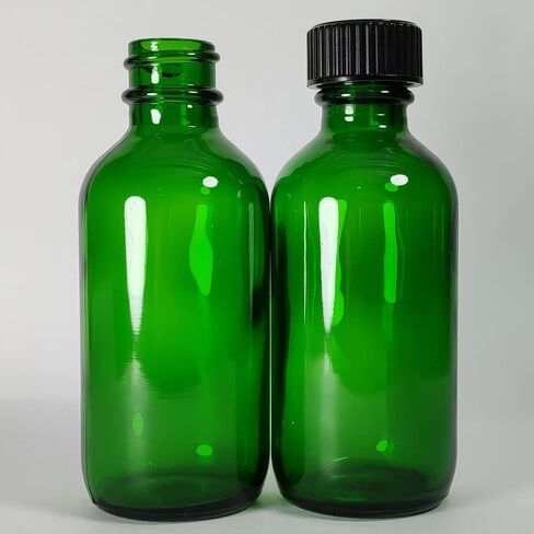 Bioll 60ml (2 oz) Boston Glass Bottles. Essential Oil Bottle With Black Poly Cone Lids. For Potion,Juice,Ginger Shots,Oils, Whiskey,Perfume,Aromatherapy,Lab Refillable Sample Vials -12 pack (Amber) in Saudi Arabia