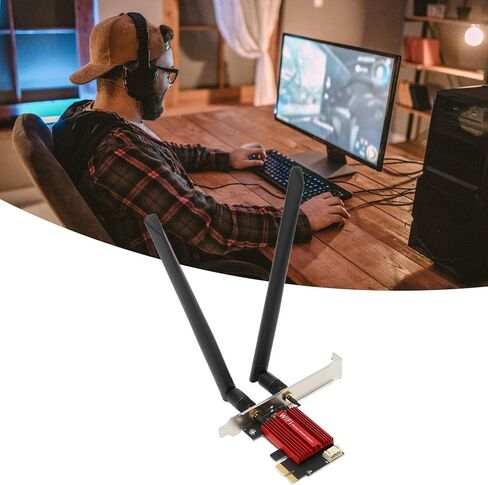 بطاقة شبكة Gugxiom AX1800 Pro للكمبيوتر الشخصي مع BT 5.2، محول PCI Express لاسلكي ثنائي النطاق يدعم تقنية نقل MU MIMO، لنظام التشغيل Windows 10 11 in Kuwait