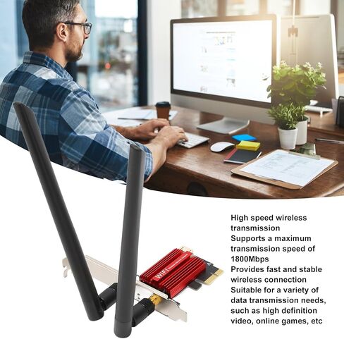 بطاقة شبكة Gugxiom AX1800 Pro للكمبيوتر الشخصي مع BT 5.2، محول PCI Express لاسلكي ثنائي النطاق يدعم تقنية نقل MU MIMO، لنظام التشغيل Windows 10 11 in Kuwait