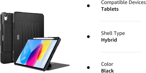 ZtotopCases for New iPad 10th Generation Case 10.9 Inch 2022, [6 Magnetic Stand + Pencil Holder + Auto Wake/Sleep] Full Body Protective Cover Case for iPad 10.9" 10th Gen, Black in Kuwait