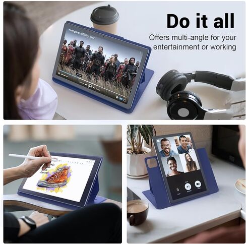 حافظة جلدية مغناطيسية للكمبيوتر اللوحي مقاس 9.5 بوصة - 10.5 بوصة من Ambison، غطاء حماية قابل للطي لجهاز 9.5 9.7 10.1 10.2 10.5 بوصة Android الذي يعمل باللمس، يدعم زوايا عرض متعددة، حامل أقلام رصاص - أسود in Kuwait