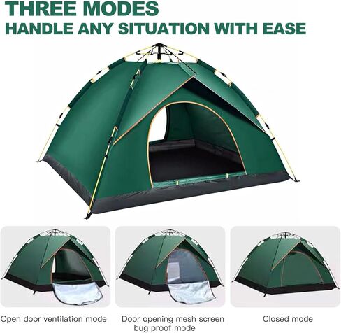 Instant Tent, 3/4 People Tent for Camping, Pop Up Tent, Waterproof Backpacking Tent, Easy Setup Camping Tent for Adults Kids, Ideal for Family Camp, Beach, Road Trip, Outdoor Activity in Saudi Arabia