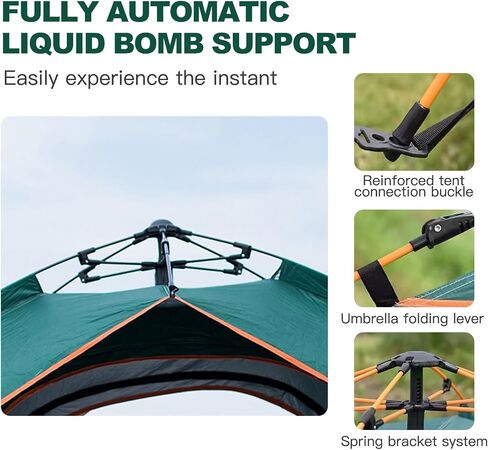 Instant Tent, 3/4 People Tent for Camping, Pop Up Tent, Waterproof Backpacking Tent, Easy Setup Camping Tent for Adults Kids, Ideal for Family Camp, Beach, Road Trip, Outdoor Activity in Saudi Arabia