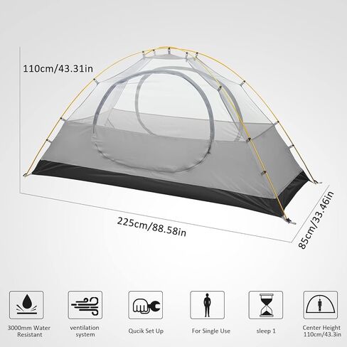 Bessport Camping Tent 1/2/3/4 Person Tent Waterproof Two Doors Backpacking Tent Easy Setup Lightweight for Outdoor, Hiking Mountaineering Travel in Kuwait
