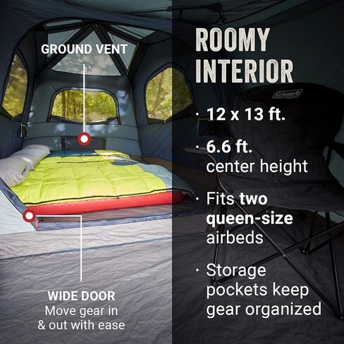 Coleman Skylodge 10-Person Camping Tent with Instant Setup and Screened Porch, Weatherproof Family Tent with Pre-Attached Poles, Screened-in Porch, and Rainfly; Sets Up in About 1 Minute in Saudi Arabia