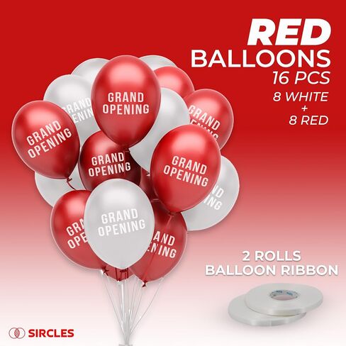 Grand Opening Ribbon Cutting Ceremony Kit - 25" Giant Scissors, 5yd of 4" Wide Ribbon, 10ft Banner, 8 Red & 8 White Balloons, 19 ft Banner Rope, 2 Rolls Balloon Ribbon - Grand Opening Kit in Saudi Arabia