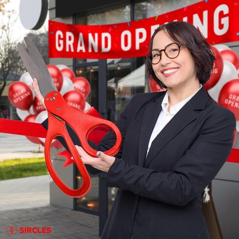 Grand Opening Ribbon Cutting Ceremony Kit - 25" Giant Scissors, 5yd of 4" Wide Ribbon, 10ft Banner, 8 Red & 8 White Balloons, 19 ft Banner Rope, 2 Rolls Balloon Ribbon - Grand Opening Kit in Saudi Arabia