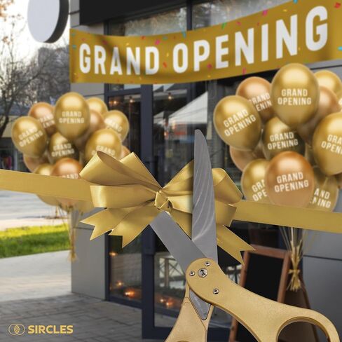 Grand Opening Ribbon Cutting Ceremony Kit - 25" Giant Scissors, 5yd of 4" Wide Ribbon, 10ft Banner, 8 Red & 8 White Balloons, 19 ft Banner Rope, 2 Rolls Balloon Ribbon - Grand Opening Kit in Saudi Arabia