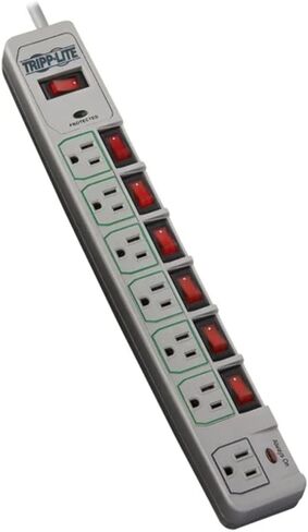 تريب لايت TLP76MSG 7-Outlet Eco-Surge واقي التيار الموفر للطاقة، رمادي بارد in Saudi Arabia