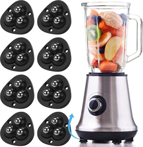 Self Adhesive Mini Caster Wheels, Appliance Wheels Swivel Stainless Paste Universal Wheel, 360 Degree Rotation Sticky Pulley Appliance Sliders for Kitchen Appliances (Triple-Black-8pcs) in Saudi Arabia