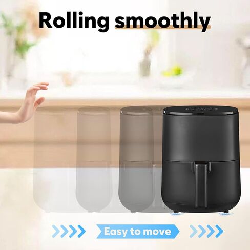 Self Adhesive Mini Caster Wheels, Appliance Wheels Swivel Stainless Paste Universal Wheel, 360 Degree Rotation Sticky Pulley Appliance Sliders for Kitchen Appliances (Triple-Black-8pcs) in Saudi Arabia