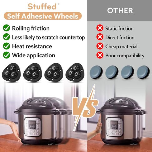 Self Adhesive Mini Caster Wheels, Appliance Wheels Swivel Stainless Paste Universal Wheel, 360 Degree Rotation Sticky Pulley Appliance Sliders for Kitchen Appliances (Triple-Black-8pcs) in Saudi Arabia