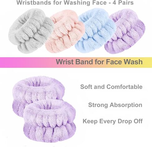 Wristbands for Washing Face, Wrist Towels Face Wash Bands Absorbent Wrist Wash Bands, Microfiber Spa Wristbands Wrist Towels for Washing Face,Wash Wrist-Band Wrist Towel for Women Girls (8PCS) in Saudi Arabia