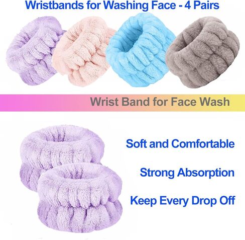 Wristbands for Washing Face, Wrist Towels Face Wash Bands Absorbent Wrist Wash Bands, Microfiber Spa Wristbands Wrist Towels for Washing Face,Wash Wrist-Band Wrist Towel for Women Girls (8PCS) in Kuwait