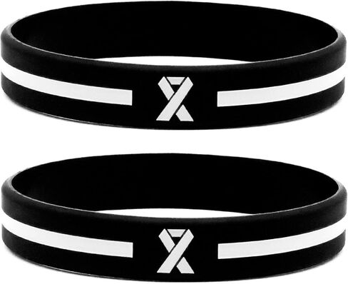 White Ribbon Awareness Wristbands (6-pack) - Support Bracelets for Lung Cancer Awareness, Bone Cancer, Head and Neck Cancer, Blindness Awareness, Child Abuse Awareness, Holocaust in Kuwait
