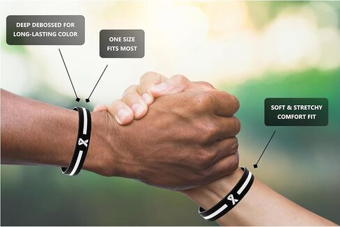 White Ribbon Awareness Wristbands (6-pack) - Support Bracelets for Lung Cancer Awareness, Bone Cancer, Head and Neck Cancer, Blindness Awareness, Child Abuse Awareness, Holocaust in Kuwait