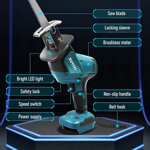 منشار ترددي لاسلكي لماكيتا 18 فولت بطارية منشار كهربائي ترددي 4 شفرات منشار، منشار طاقة متغير السرعة لقطع الخشب والمعادن البلاستيكية (البطارية غير متضمنة) in Kuwait