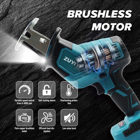 منشار ترددي لاسلكي لماكيتا 18 فولت بطارية منشار كهربائي ترددي 4 شفرات منشار، منشار طاقة متغير السرعة لقطع الخشب والمعادن البلاستيكية (البطارية غير متضمنة) in Kuwait