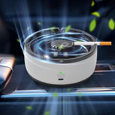 2 in 1 Multifunctional indoor smokeless ashtray,Air Purifier Ashtray with Filter USB Rechargeable Ashtray Home Ashtrays Portable Ash Tray for Home Indoor Office(White) in Saudi Arabia